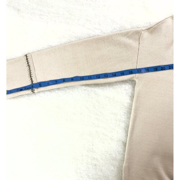 GREY Jason Wu Chain Trim V-Neck Sweater Beige S Minimalist Quiet Luxury Knit - Picture 9 of 11